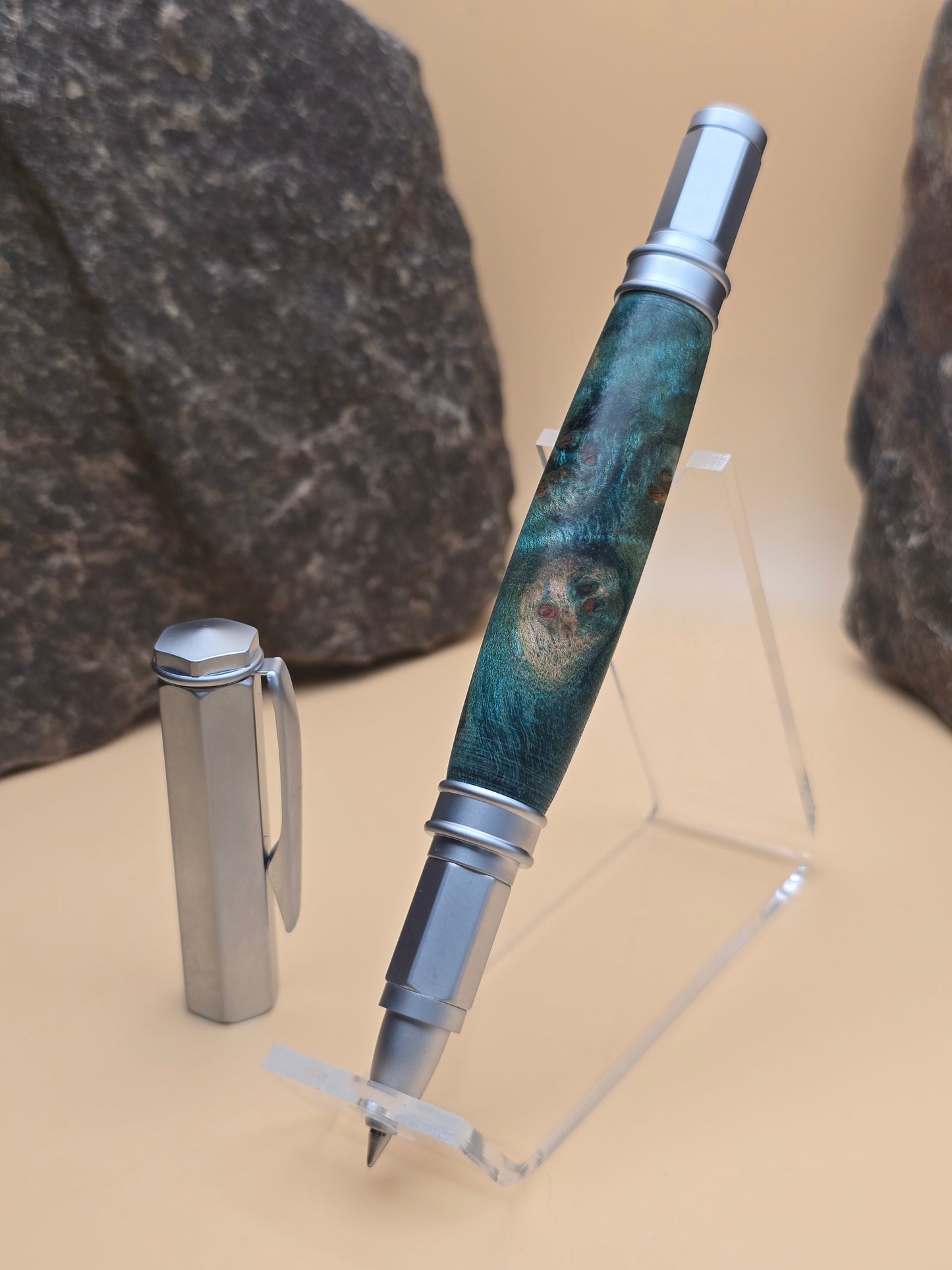 Dyed Box Elder Burl Magnetic Cap Rollerball
