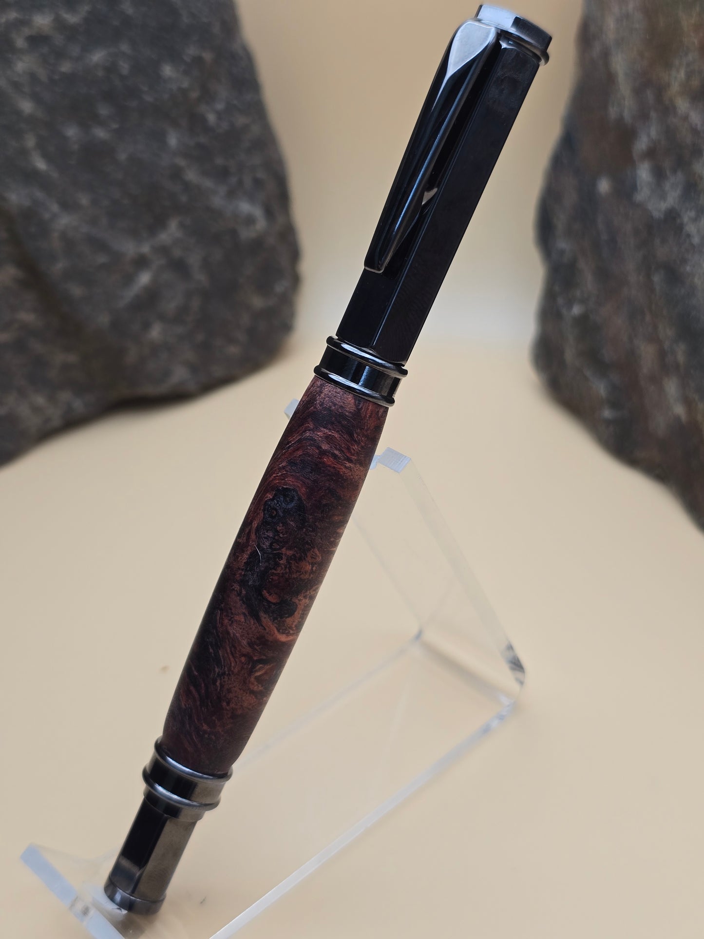 Dyed Box Elder Burl Magnetic Cap Rollerball Pen