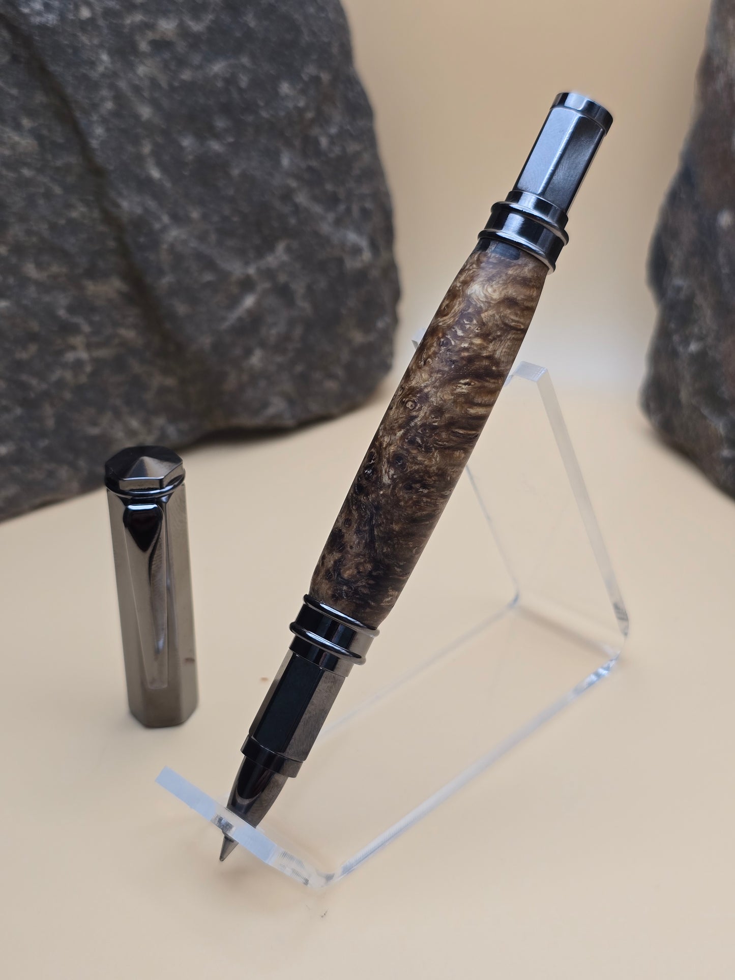 Amboyna Burl Magnetic Cap Rollerball Pen