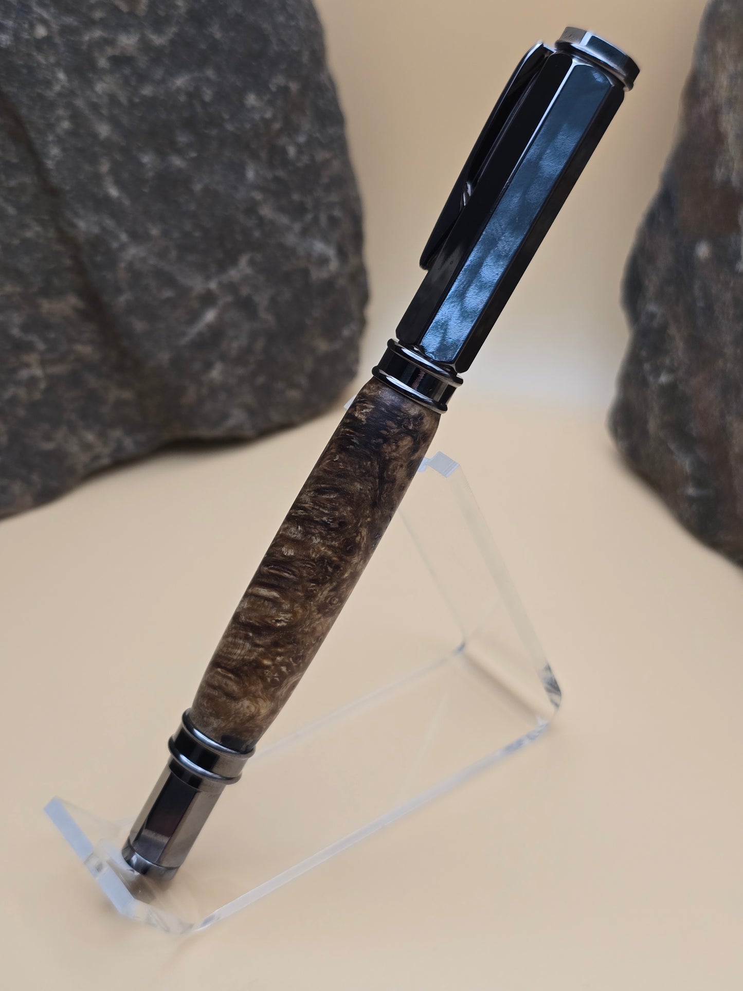 Amboyna Burl Magnetic Cap Rollerball Pen
