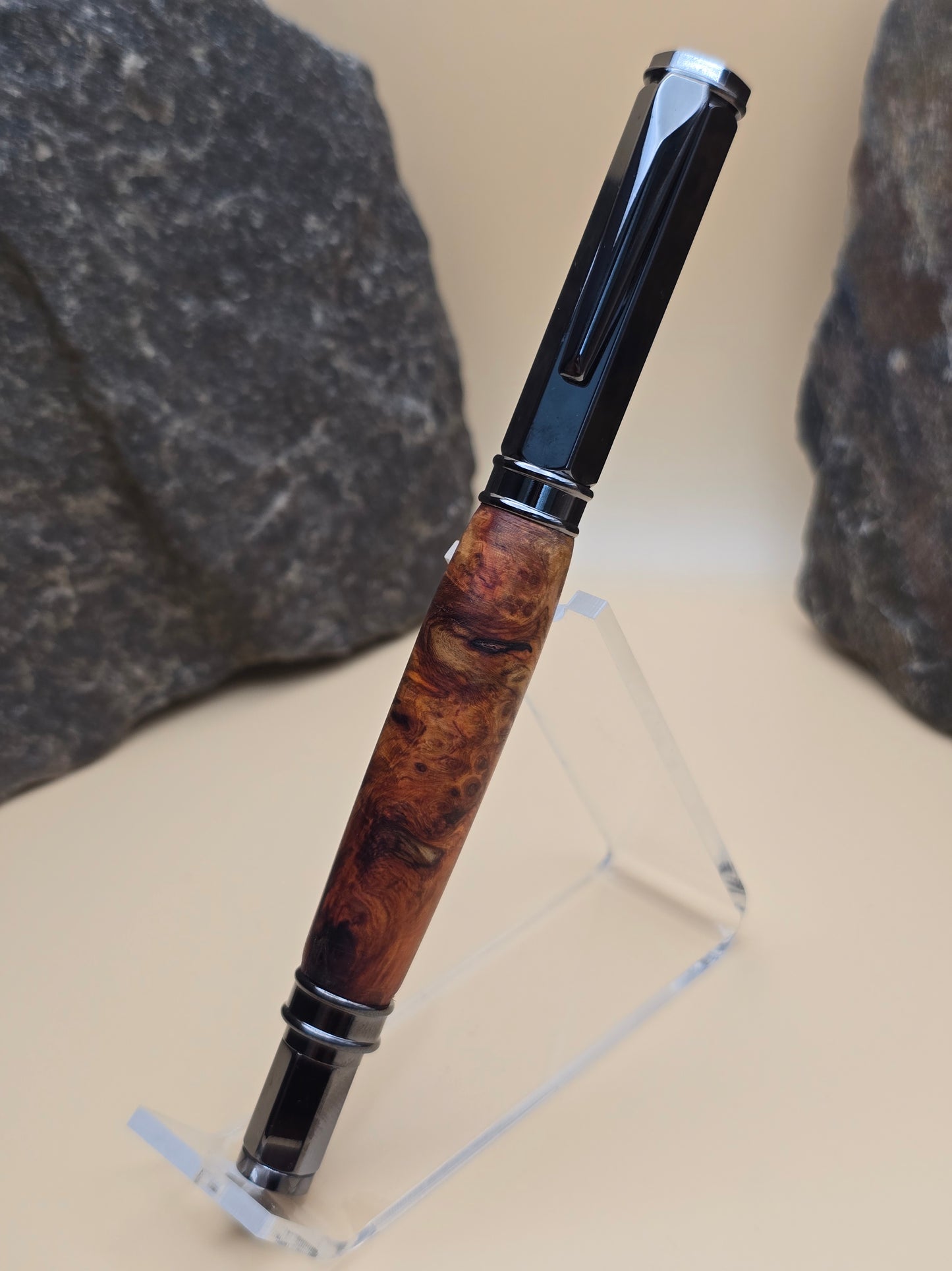 Amboyna Burl Magnetic Cap Rollerball Pen