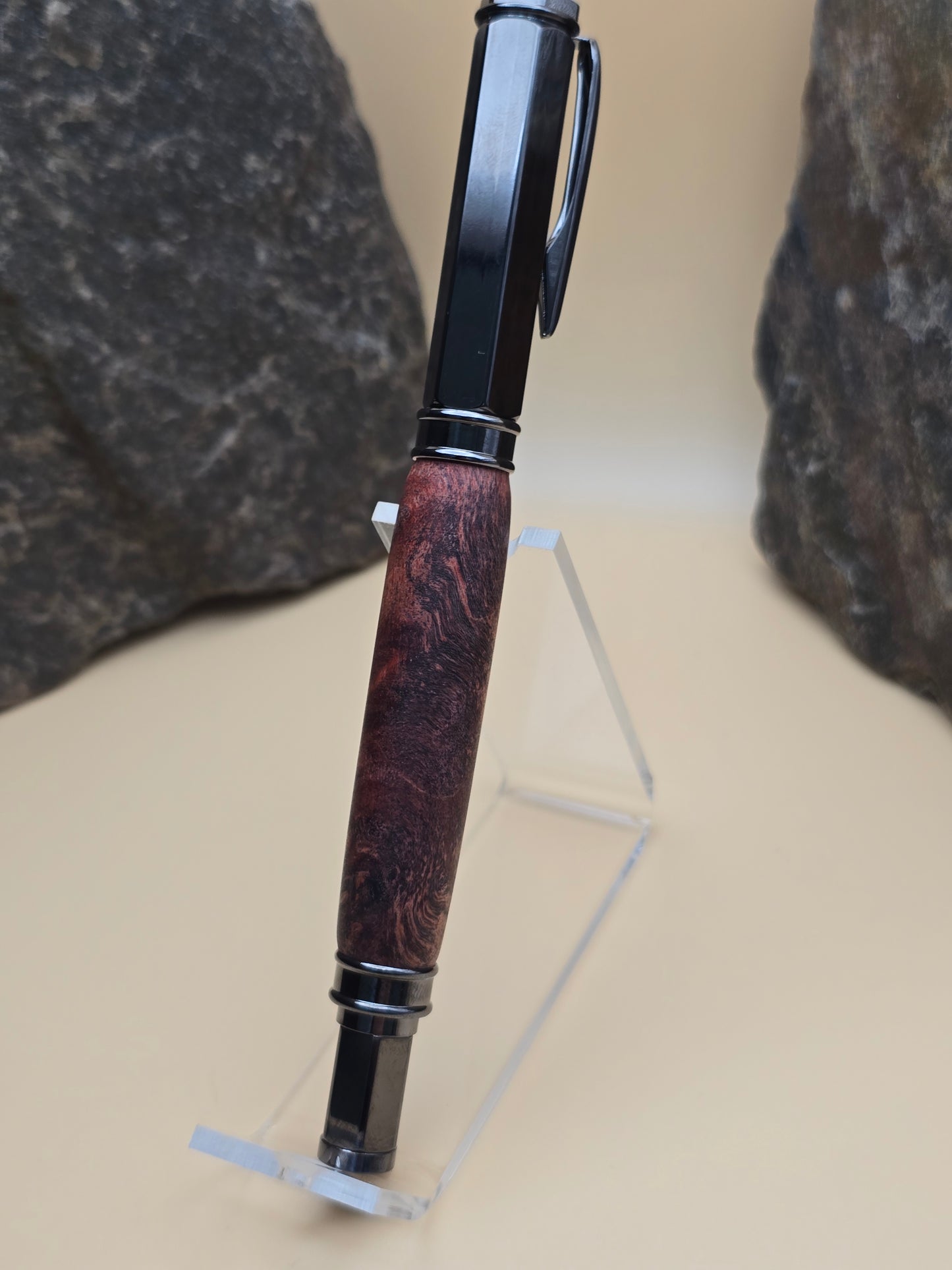Dyed Box Elder Burl Magnetic Cap Rollerball Pen