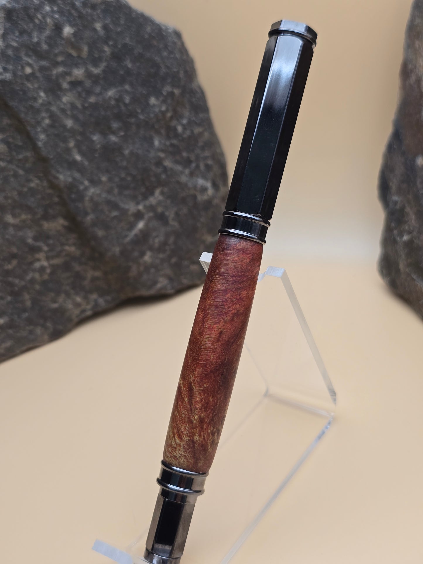 Dyed Box Elder Burl Magnetic Cap Rollerball Pen