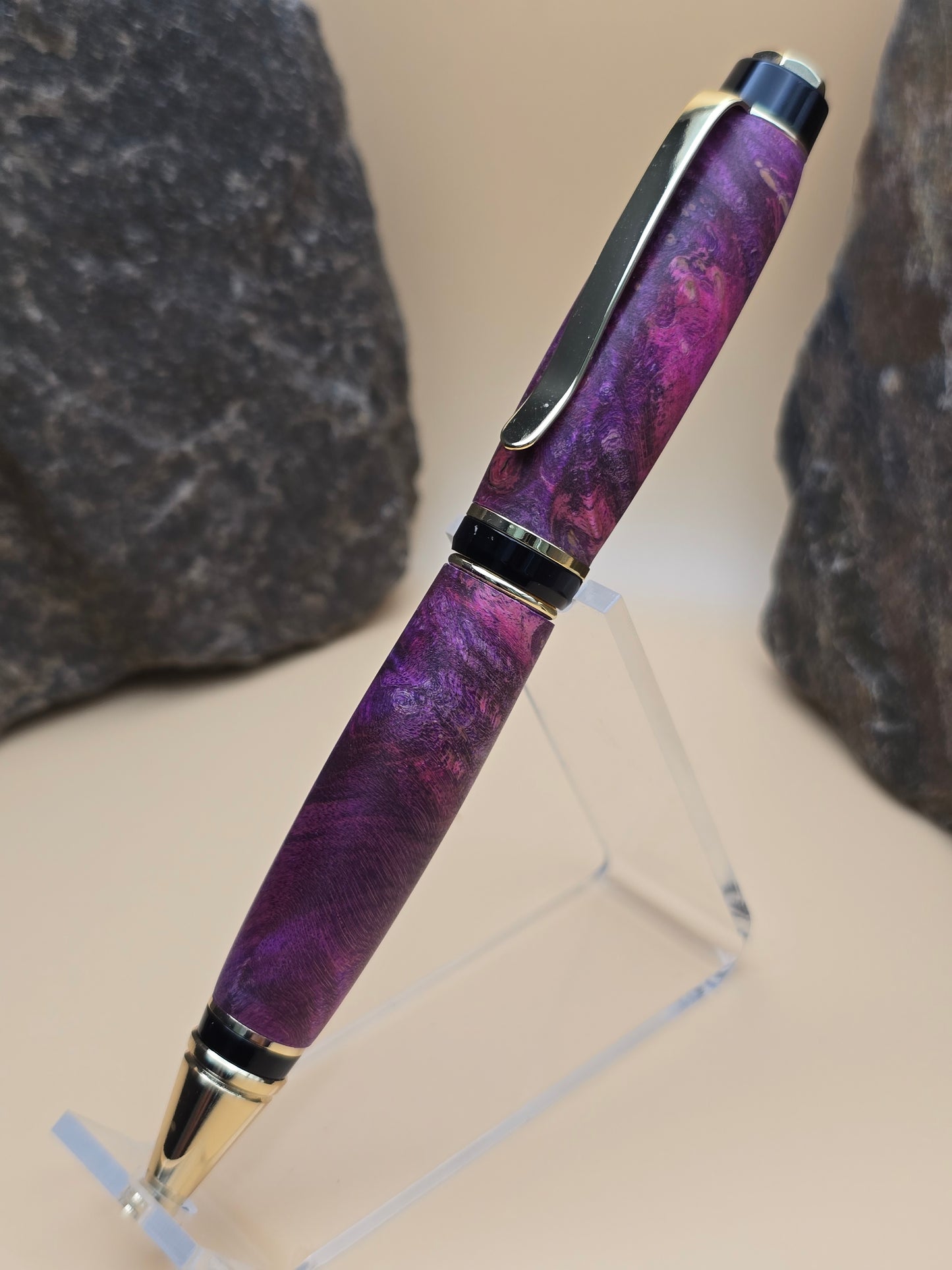 Pink Dyed Box Elder Burl Cigar Ballpoint