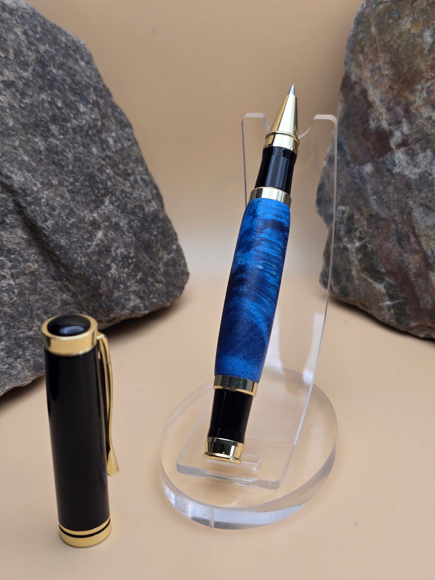 Dyed Blue Box Elder Burl Oxford