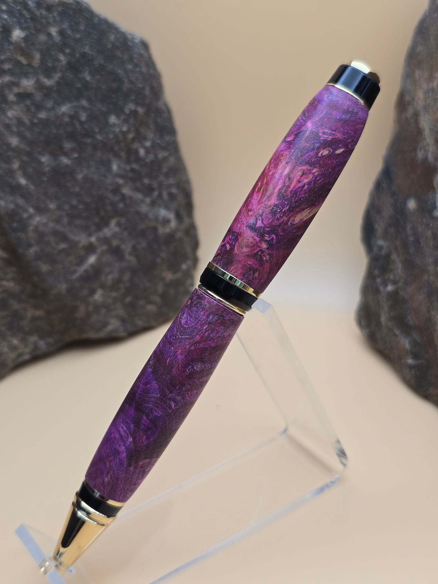Pink Dyed Box Elder Burl Cigar Ballpoint