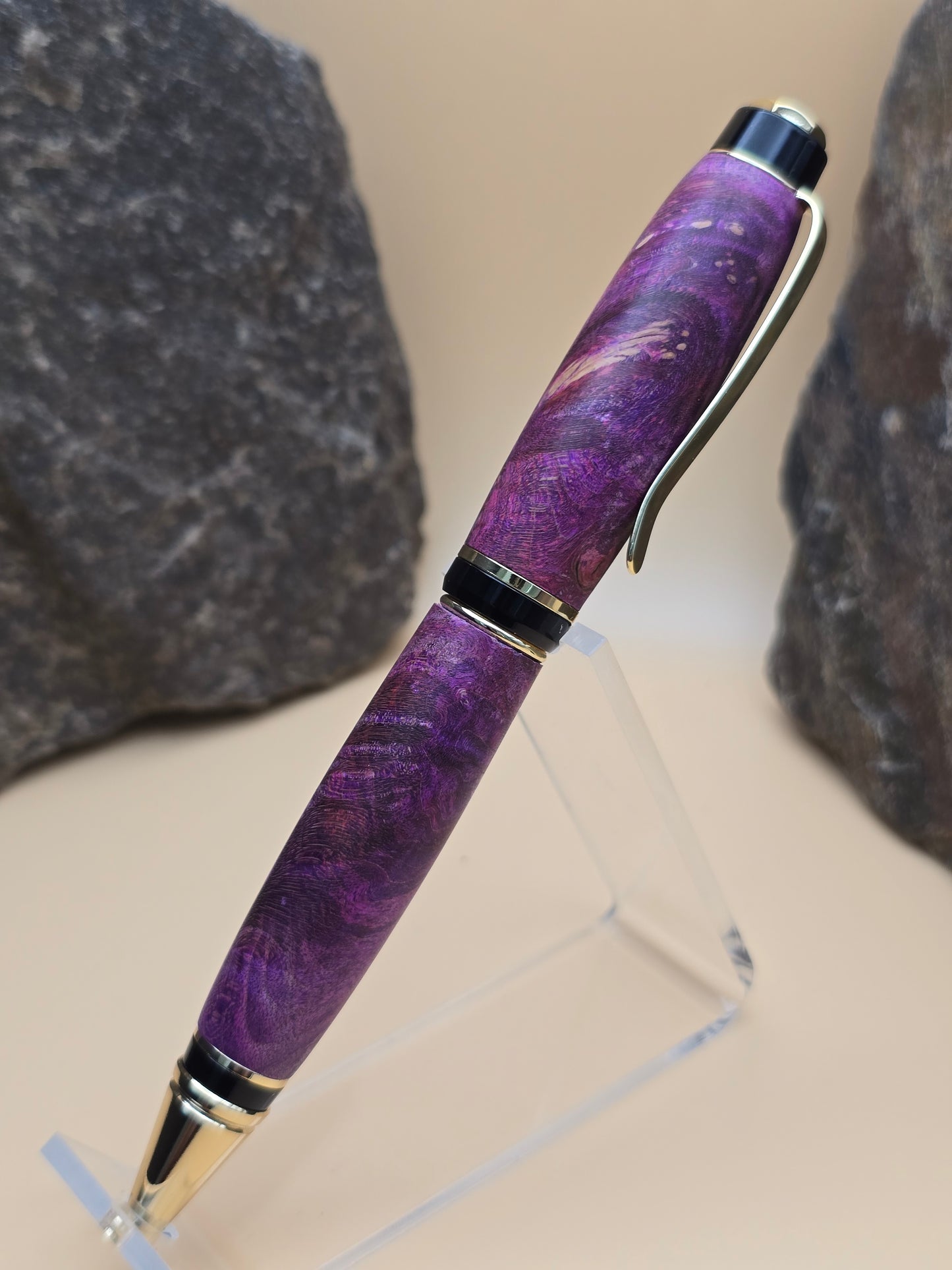 Pink Dyed Box Elder Burl Cigar Ballpoint