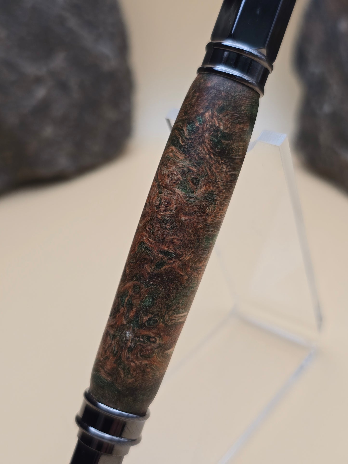 Dyed Box Elder Burl Magnetic Cap Rollerball Pen