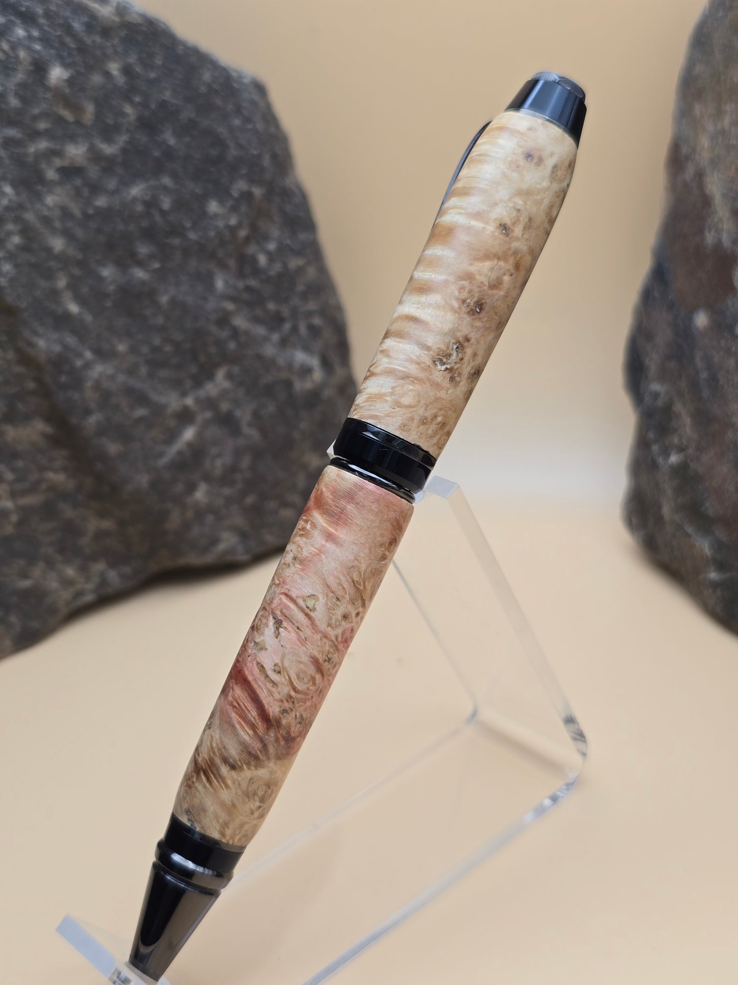 Flaming Box Elder Burl Cigar Ballpoint Pen