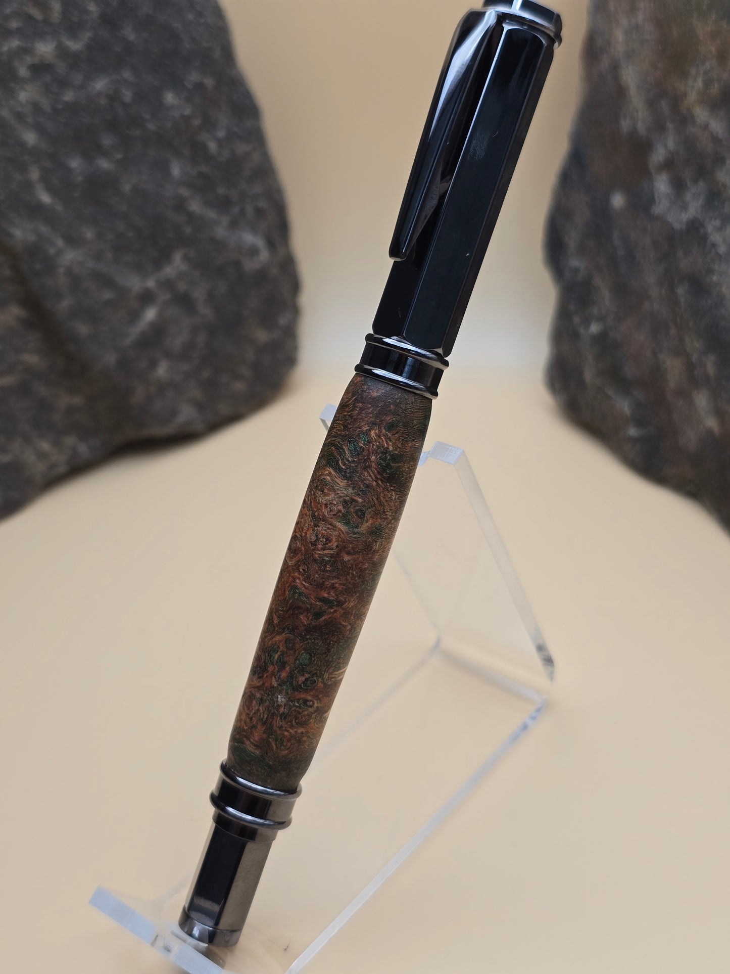 Dyed Box Elder Burl Magnetic Cap Rollerball Pen