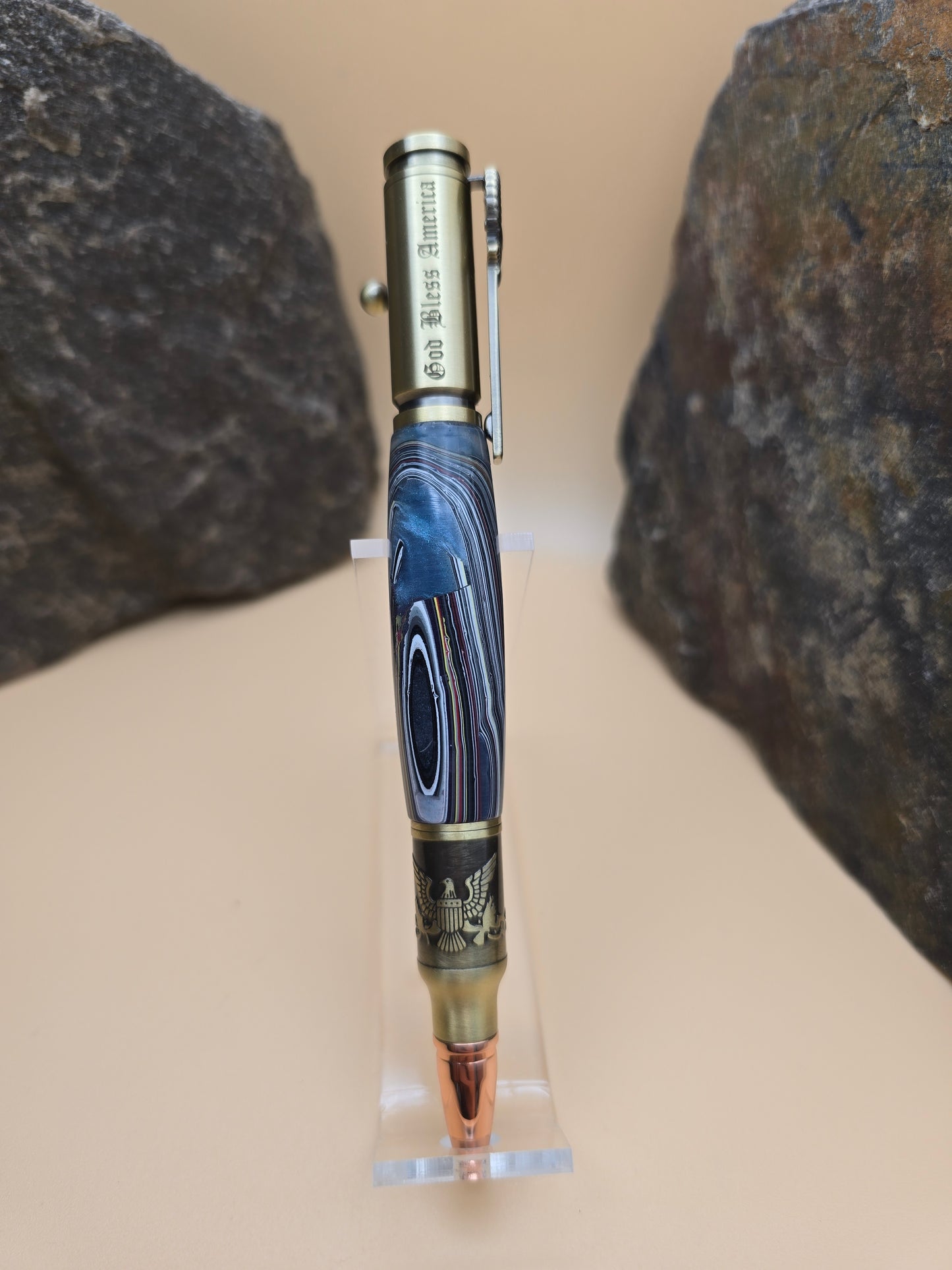 Patriotic Jeep fordite Bolt action Ballpoint Pen