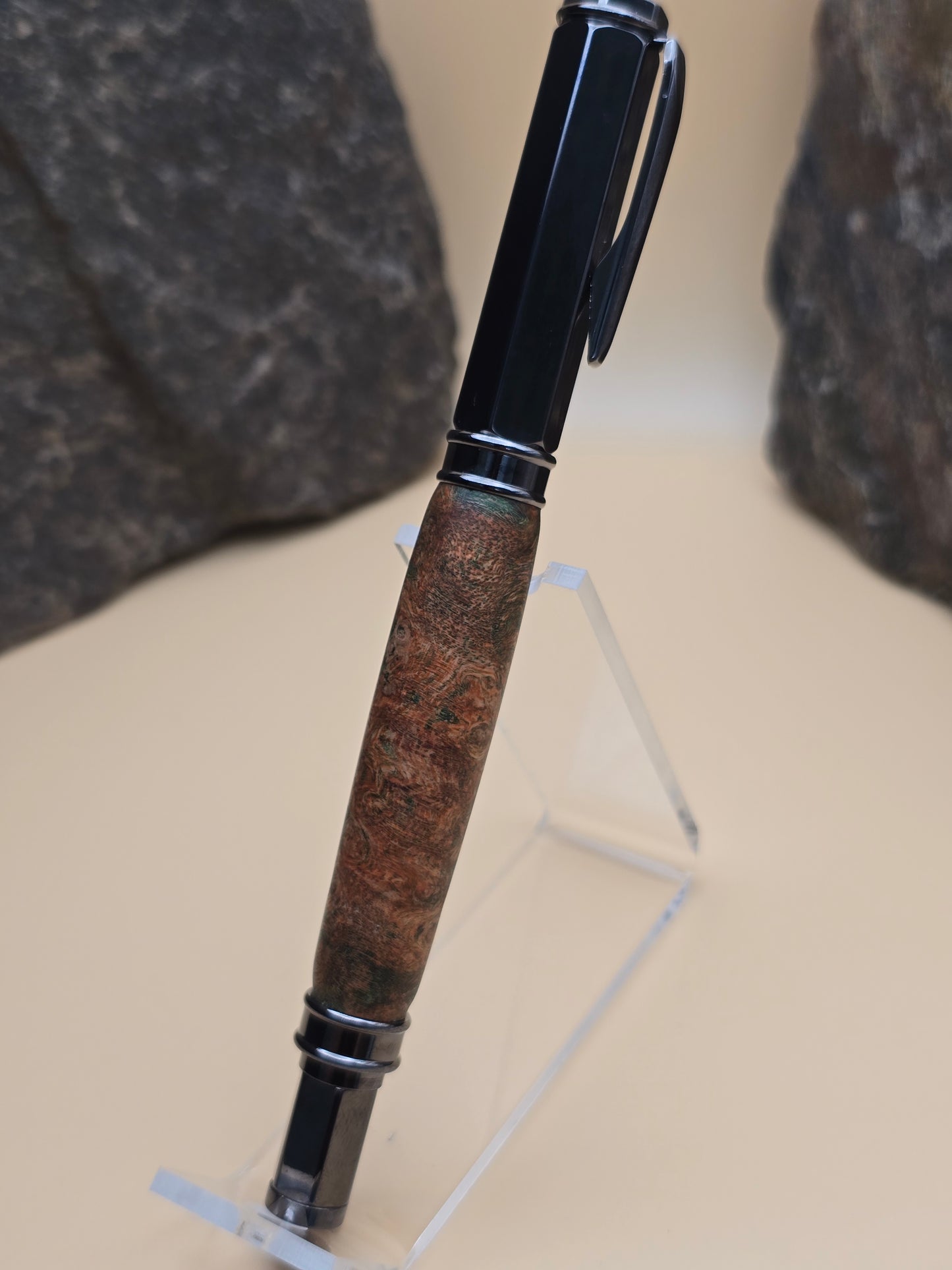 Dyed Box Elder Burl Magnetic Cap Rollerball Pen