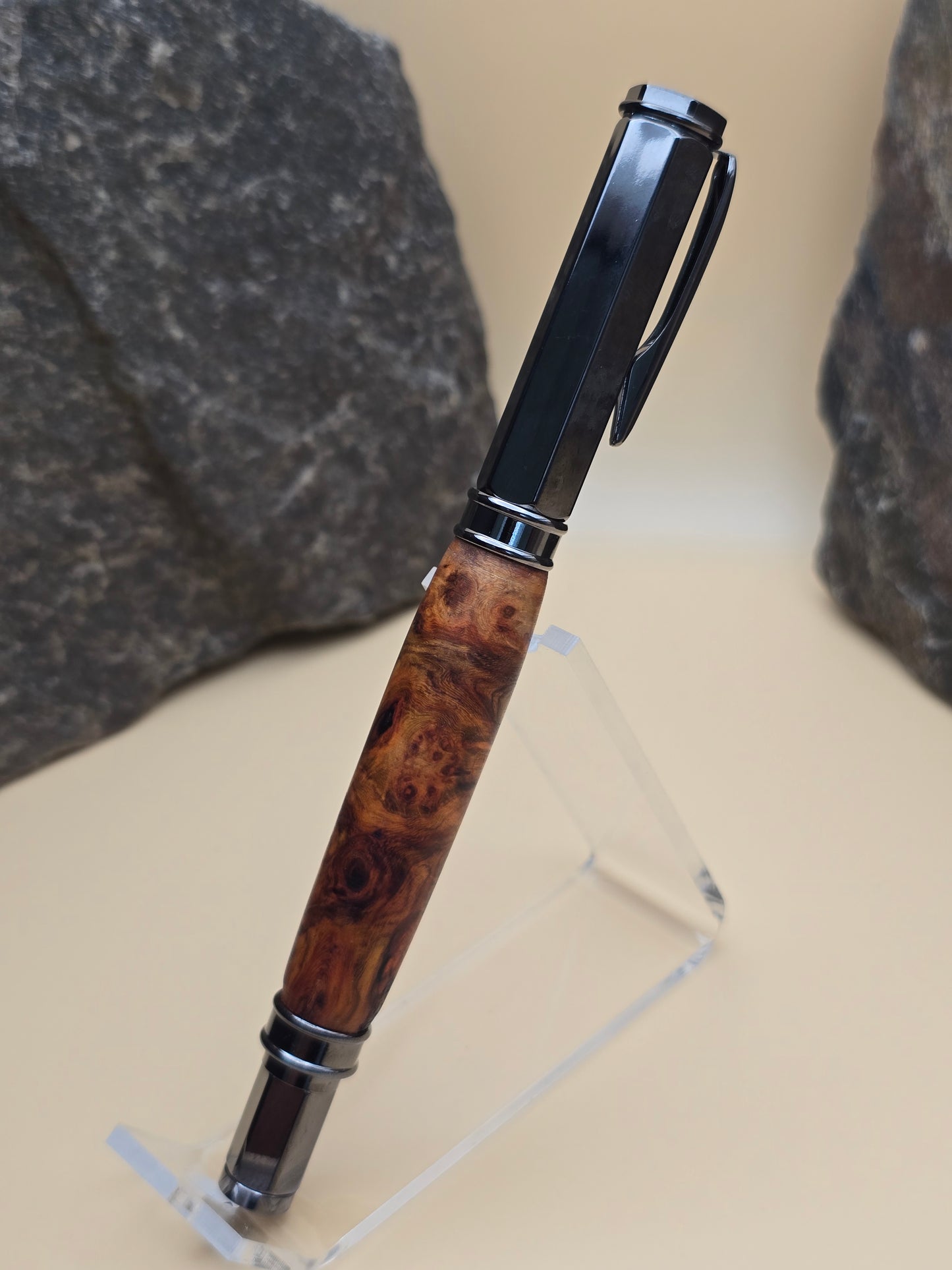 Amboyna Burl Magnetic Cap Rollerball Pen