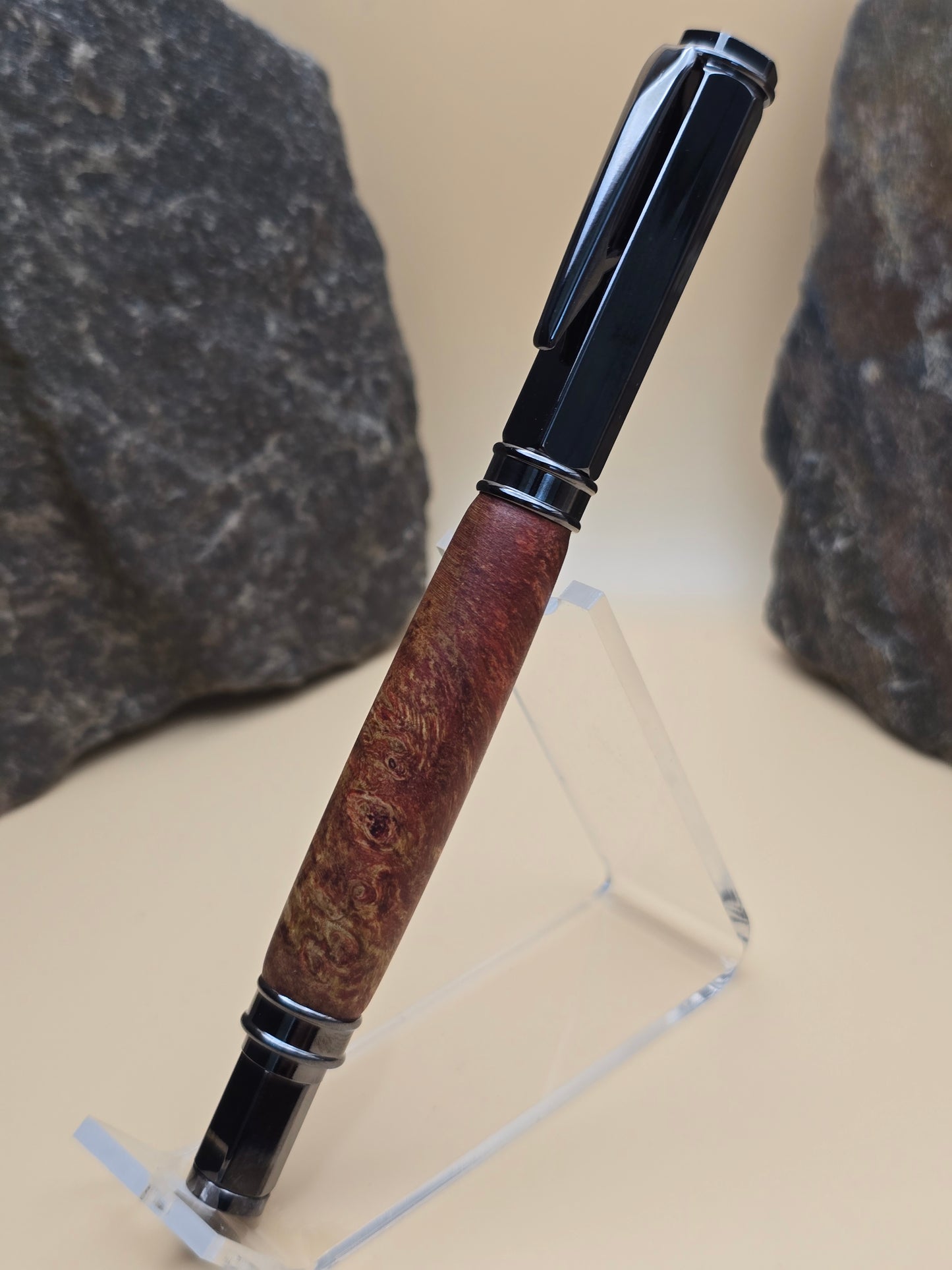 Dyed Box Elder Burl Magnetic Cap Rollerball Pen