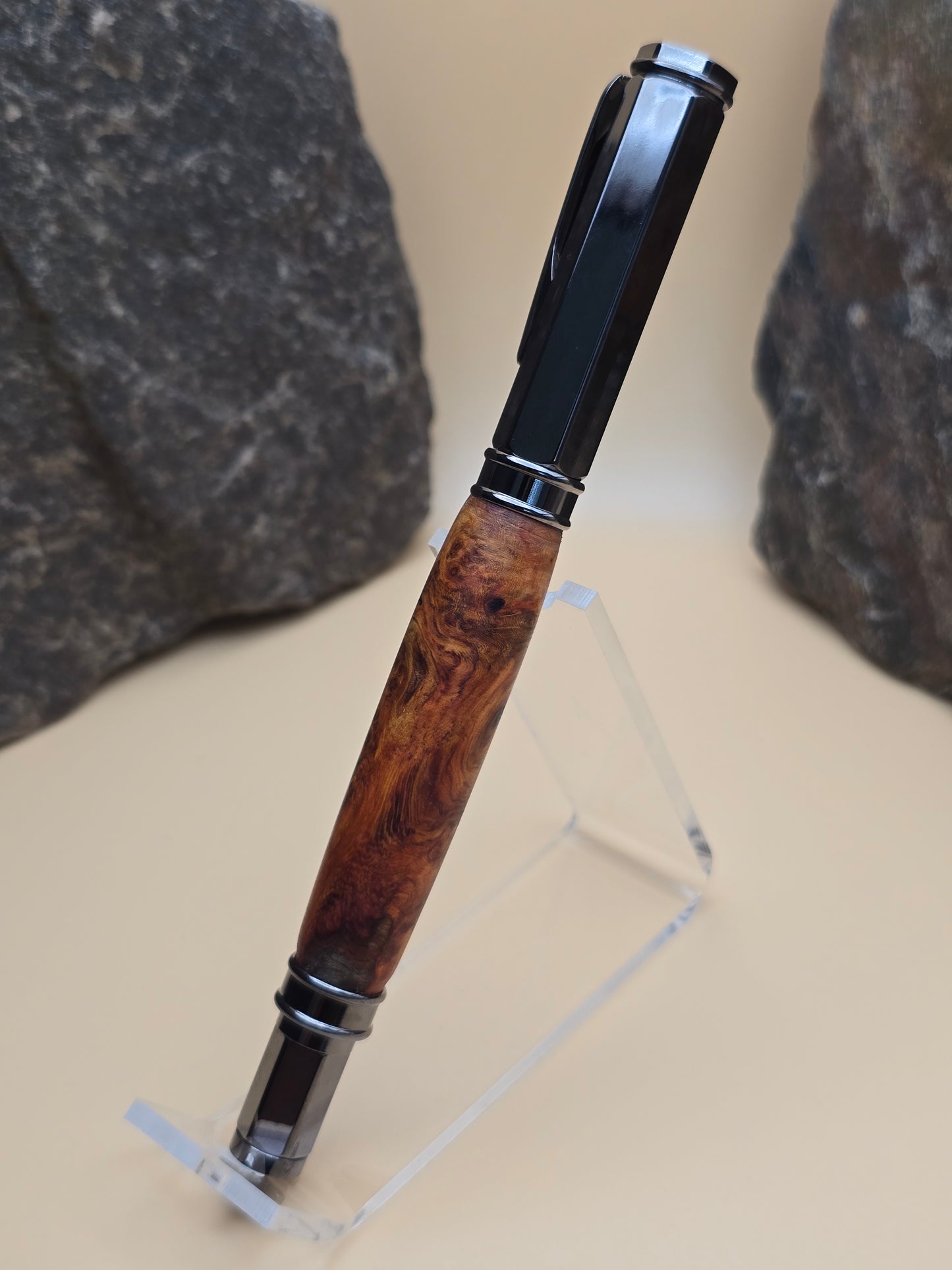 Amboyna Burl Magnetic Cap Rollerball Pen