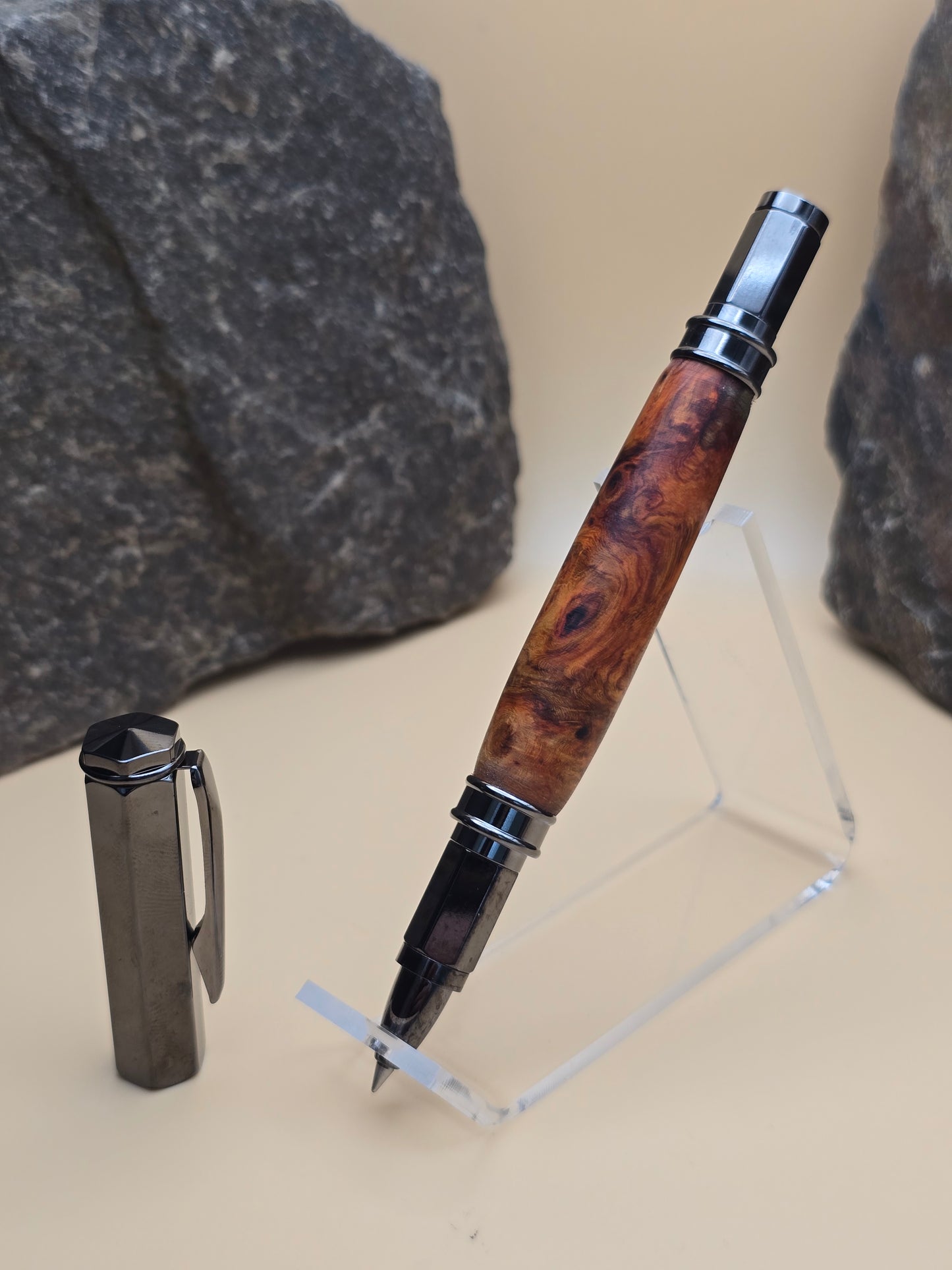 Amboyna Burl Magnetic Cap Rollerball Pen