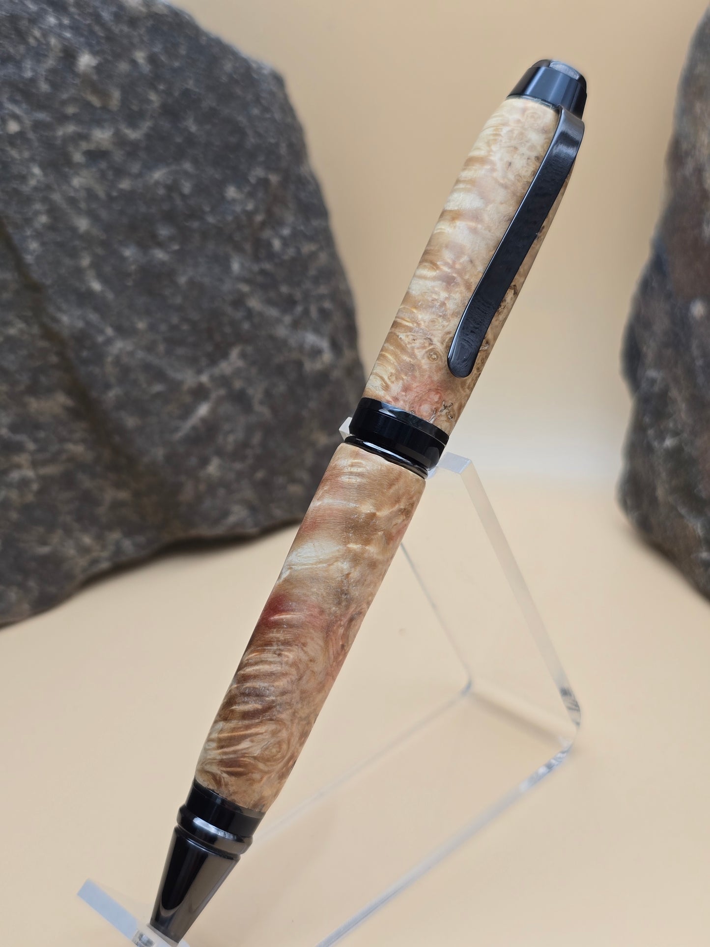 Flaming Box Elder Burl Cigar Ballpoint Pen