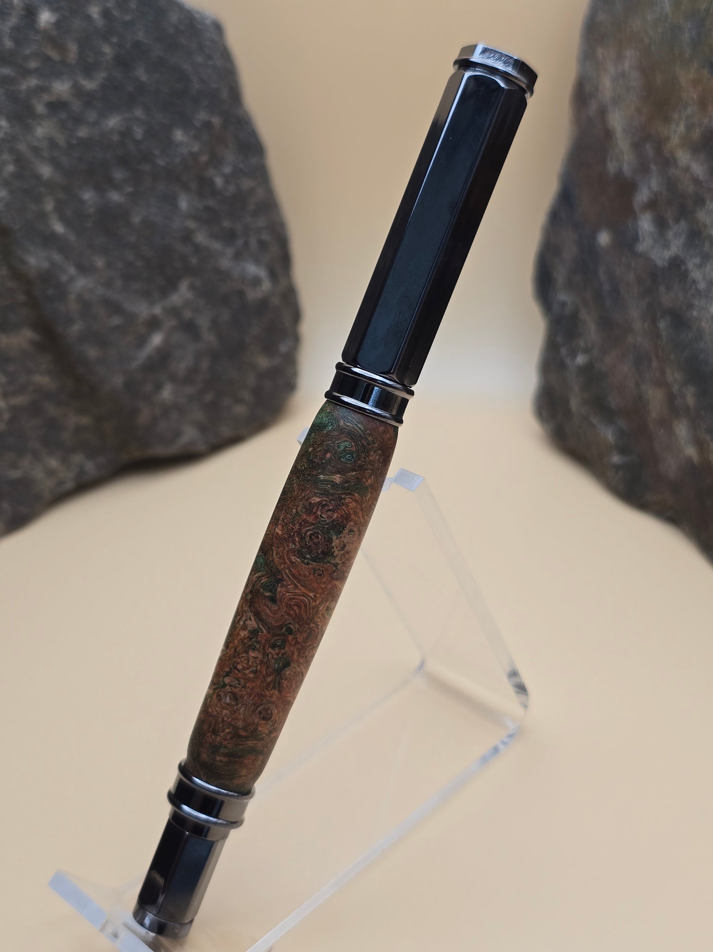 Dyed Box Elder Burl Magnetic Cap Rollerball Pen