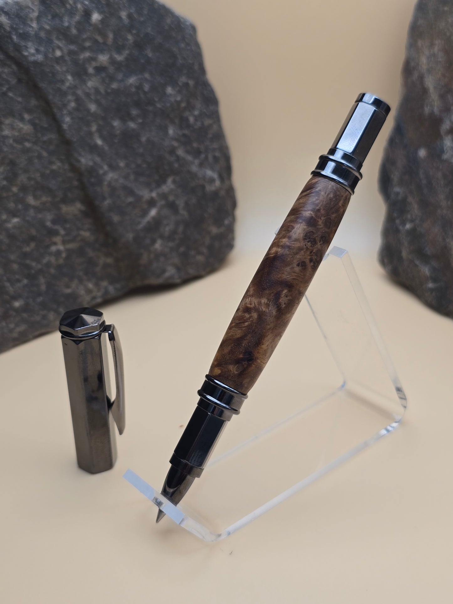 Rare Amboyna Burl Magnetic Cap Rollerball Pen