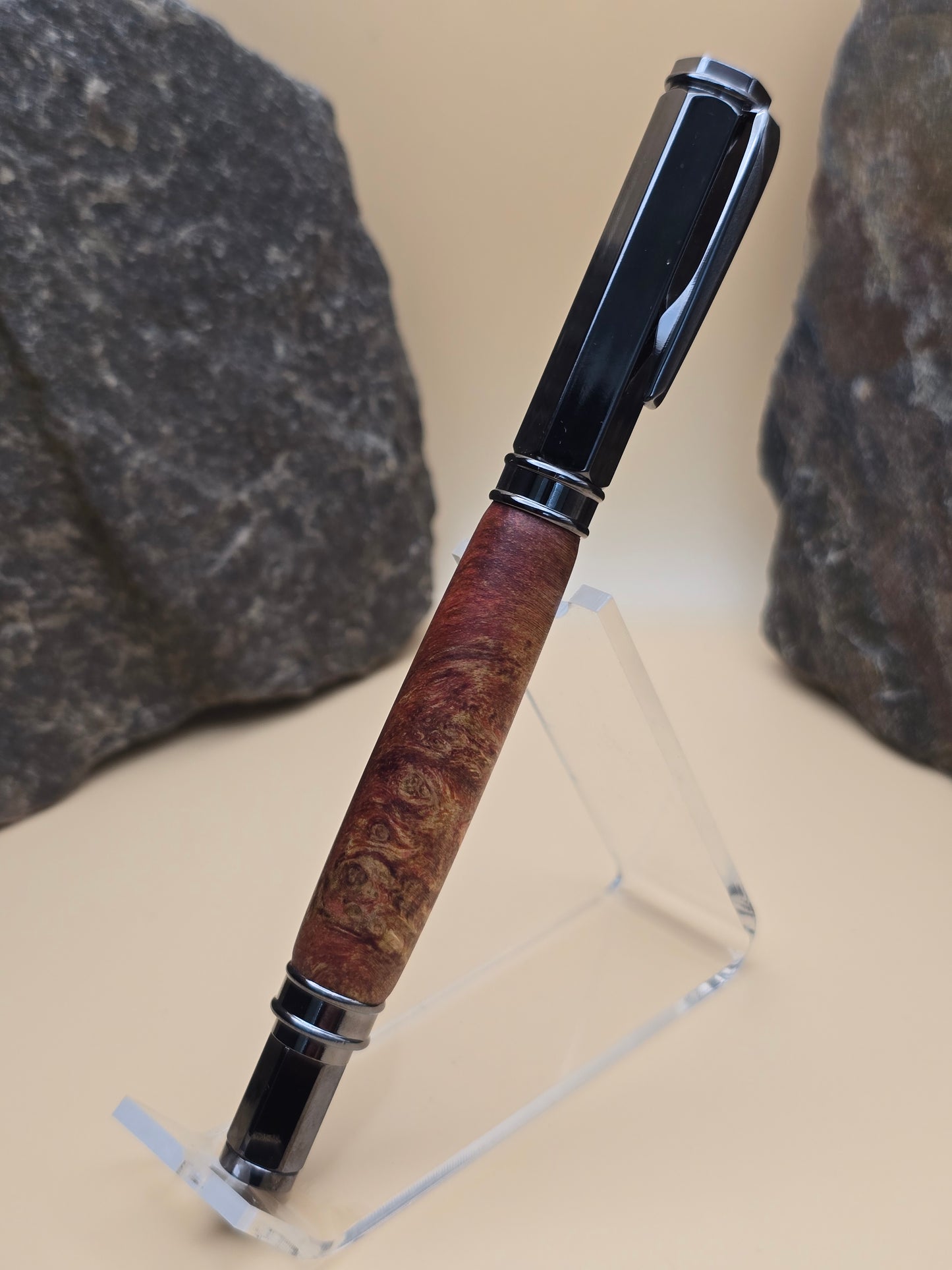 Dyed Box Elder Burl Magnetic Cap Rollerball Pen