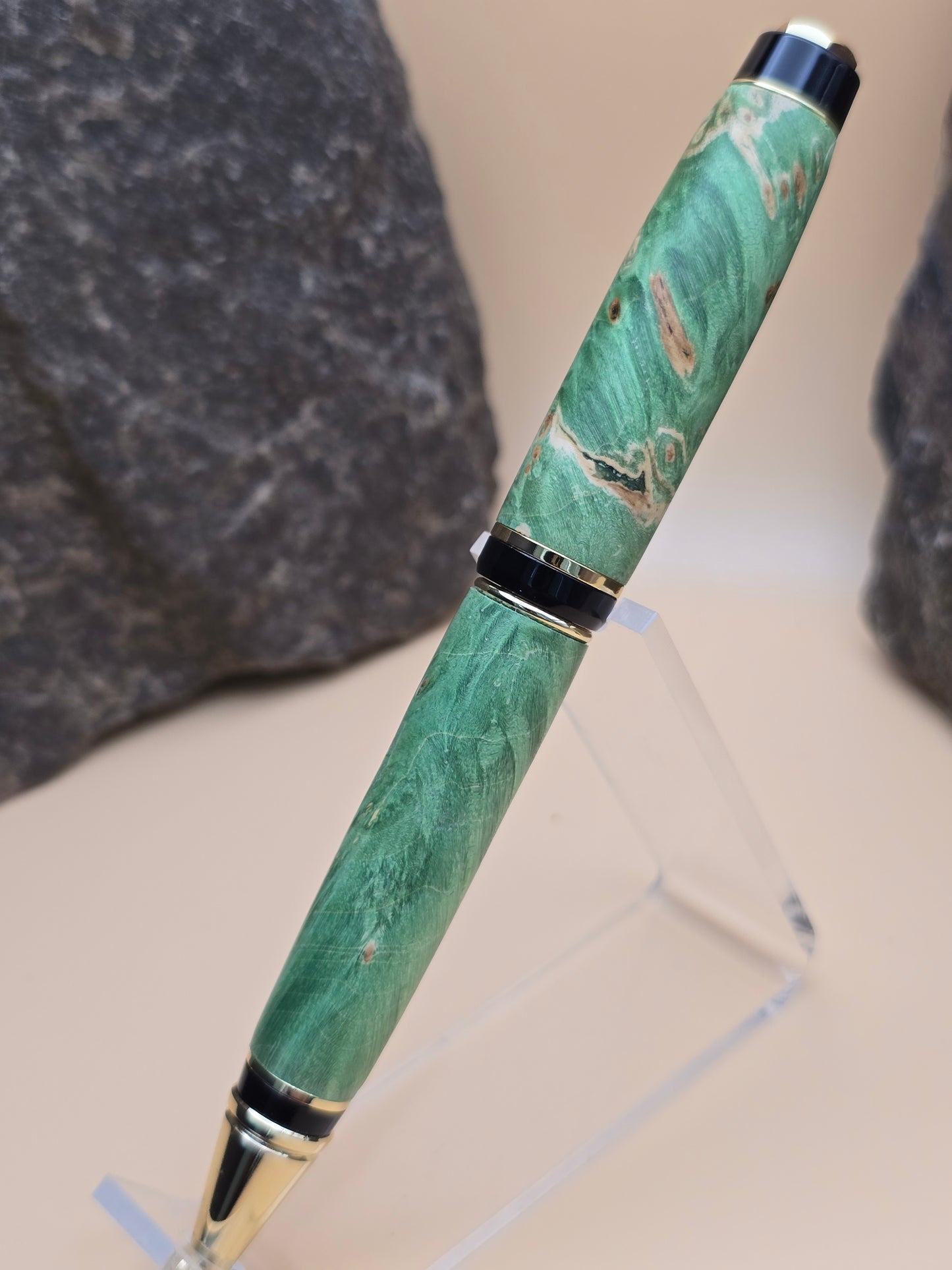 Green Dyed Box Elder Burl Cigar Ballpoint Pen