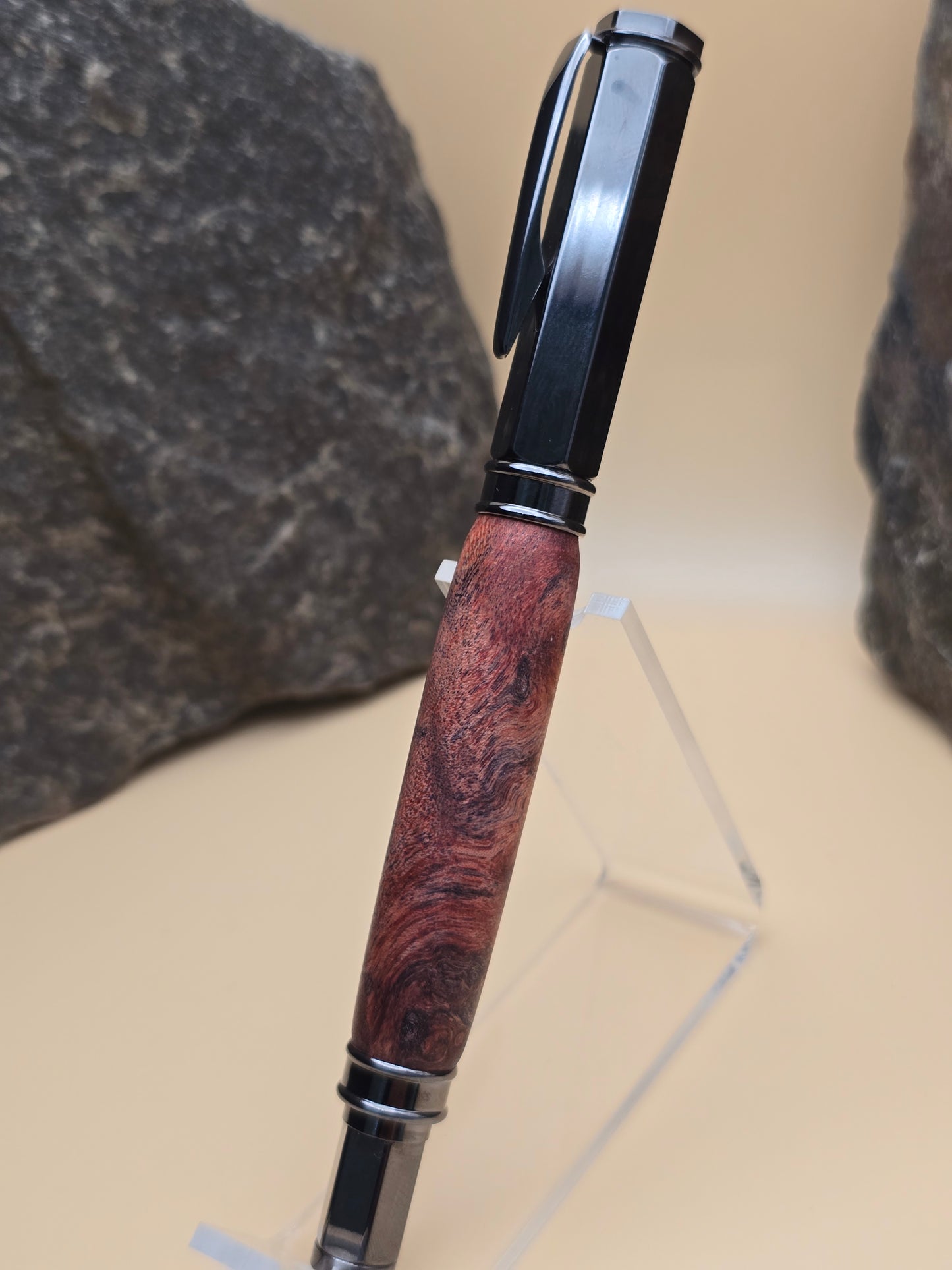 Dyed Box Elder Burl Magnetic Cap Rollerball Pen