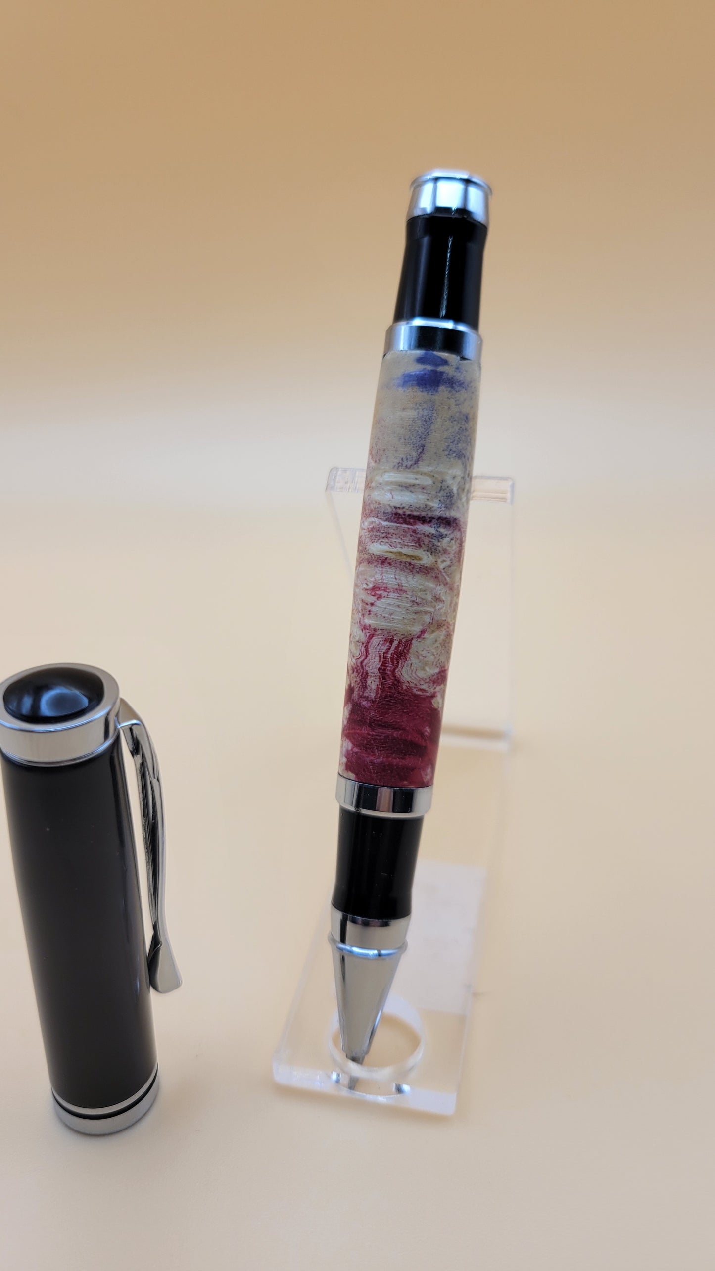 Dyed Box Elder Burl Oxford Rollerball Pen