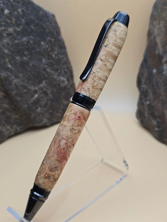 Flaming Box Elder Burl Cigar Ballpoint Pen