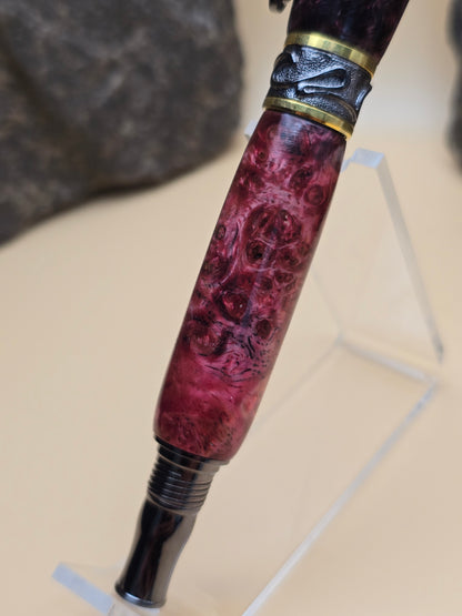 Pink Dyed Amboyna Burl Fountain Pen