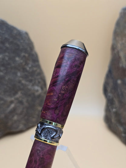 Purple (Dyed) Amboyna Burl Fountain Pen
