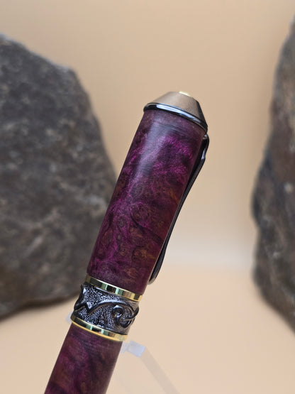 Purple (Dyed) Amboyna Burl Fountain Pen