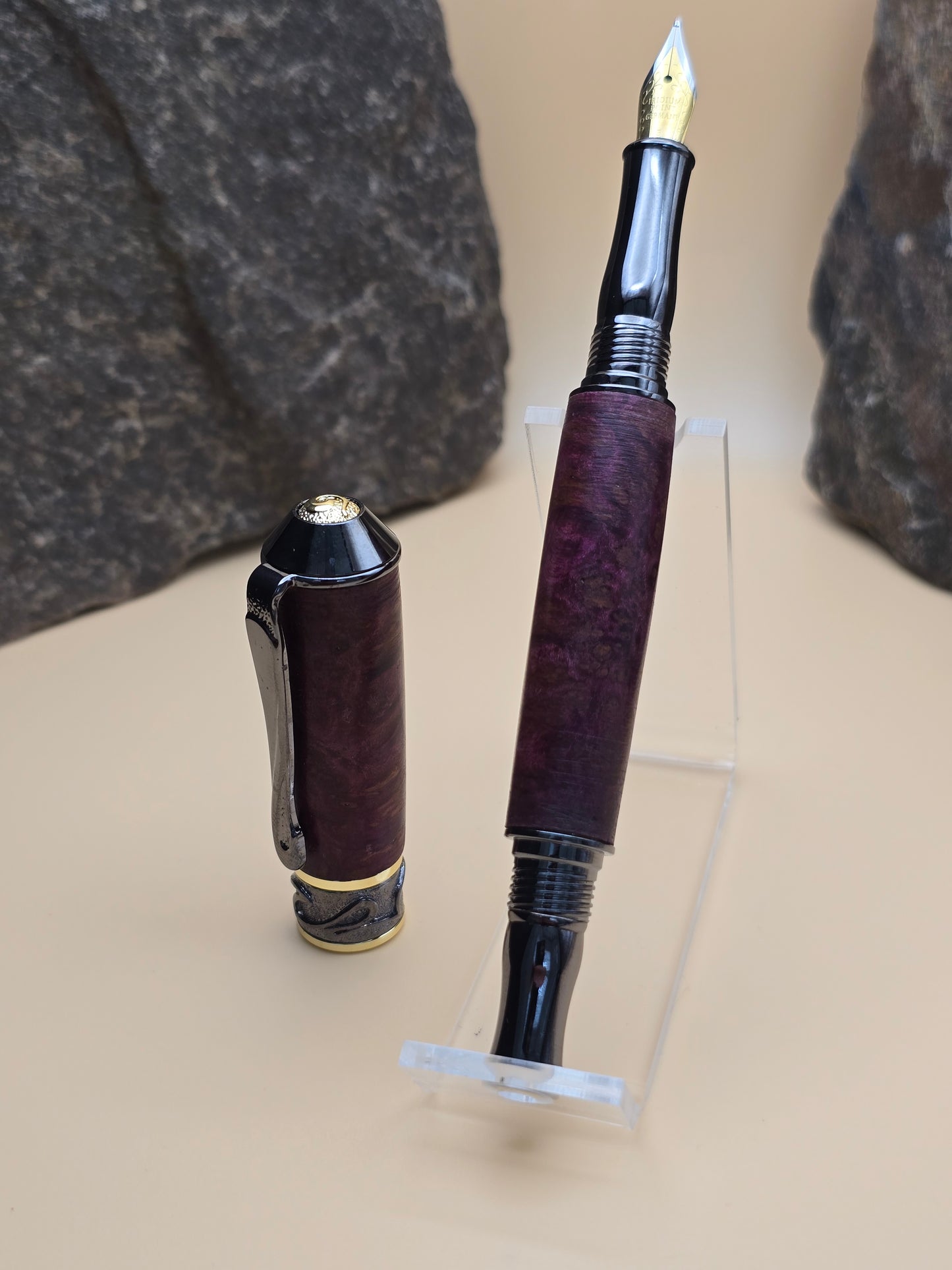 Purple (Dyed) Amboyna Burl Fountain Pen