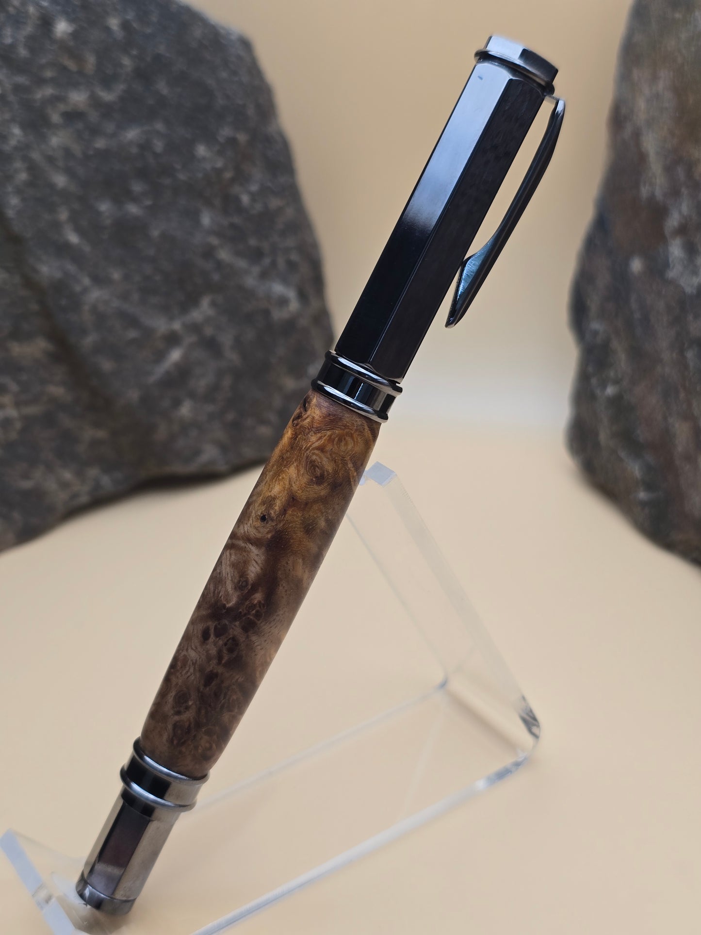 Rare Amboyna Burl Magnetic Cap Rollerball Pen