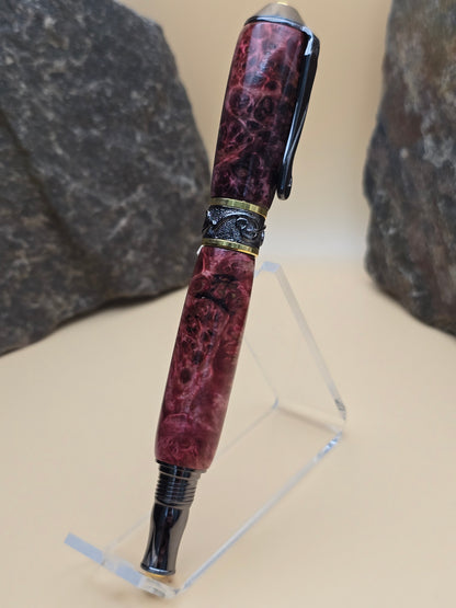 Pink Dyed Amboyna Burl Fountain Pen