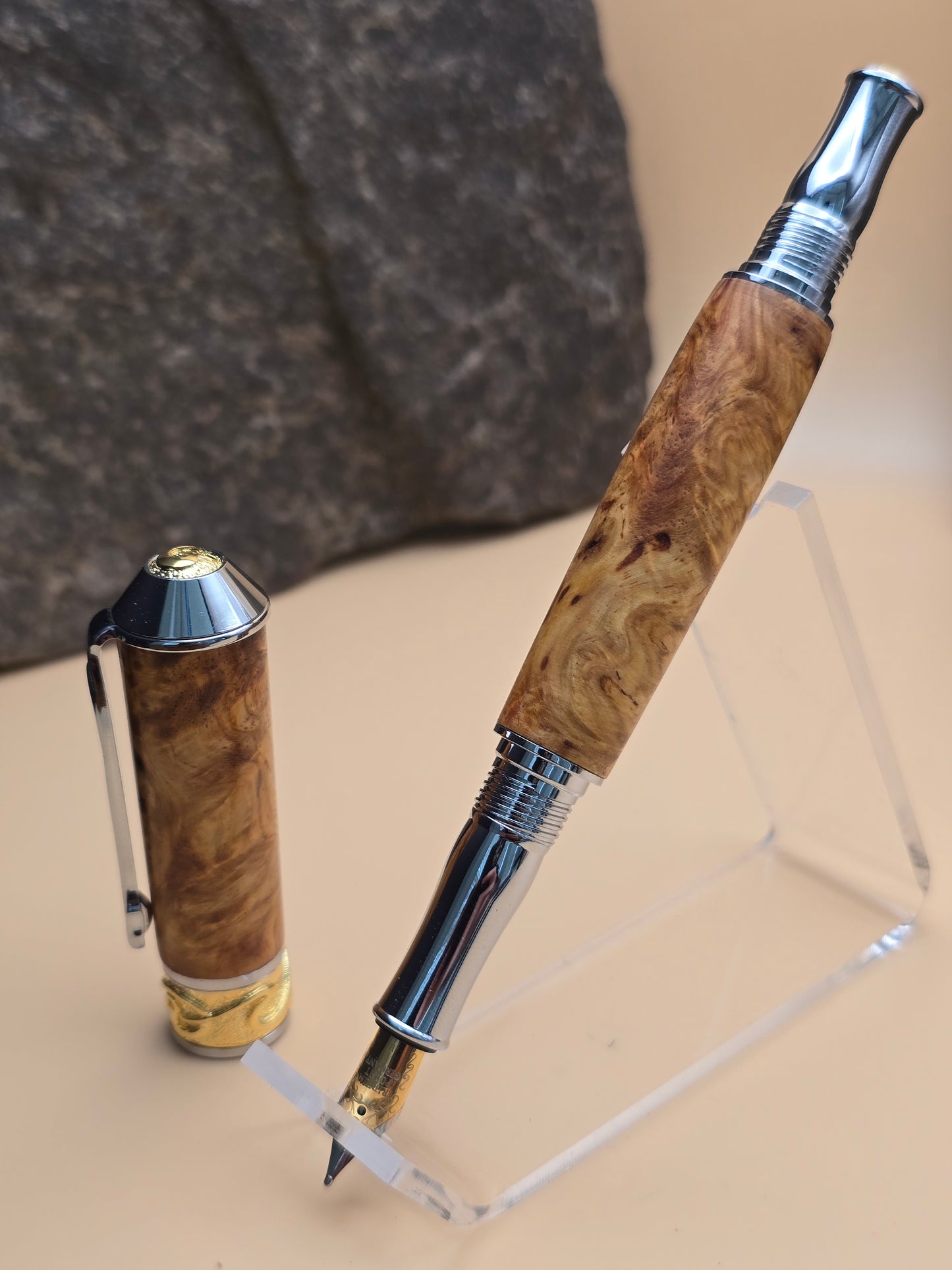 Yellow Amboyna Burl Fountain Pen