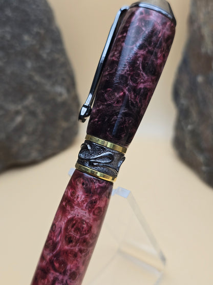 Pink Dyed Amboyna Burl Fountain Pen