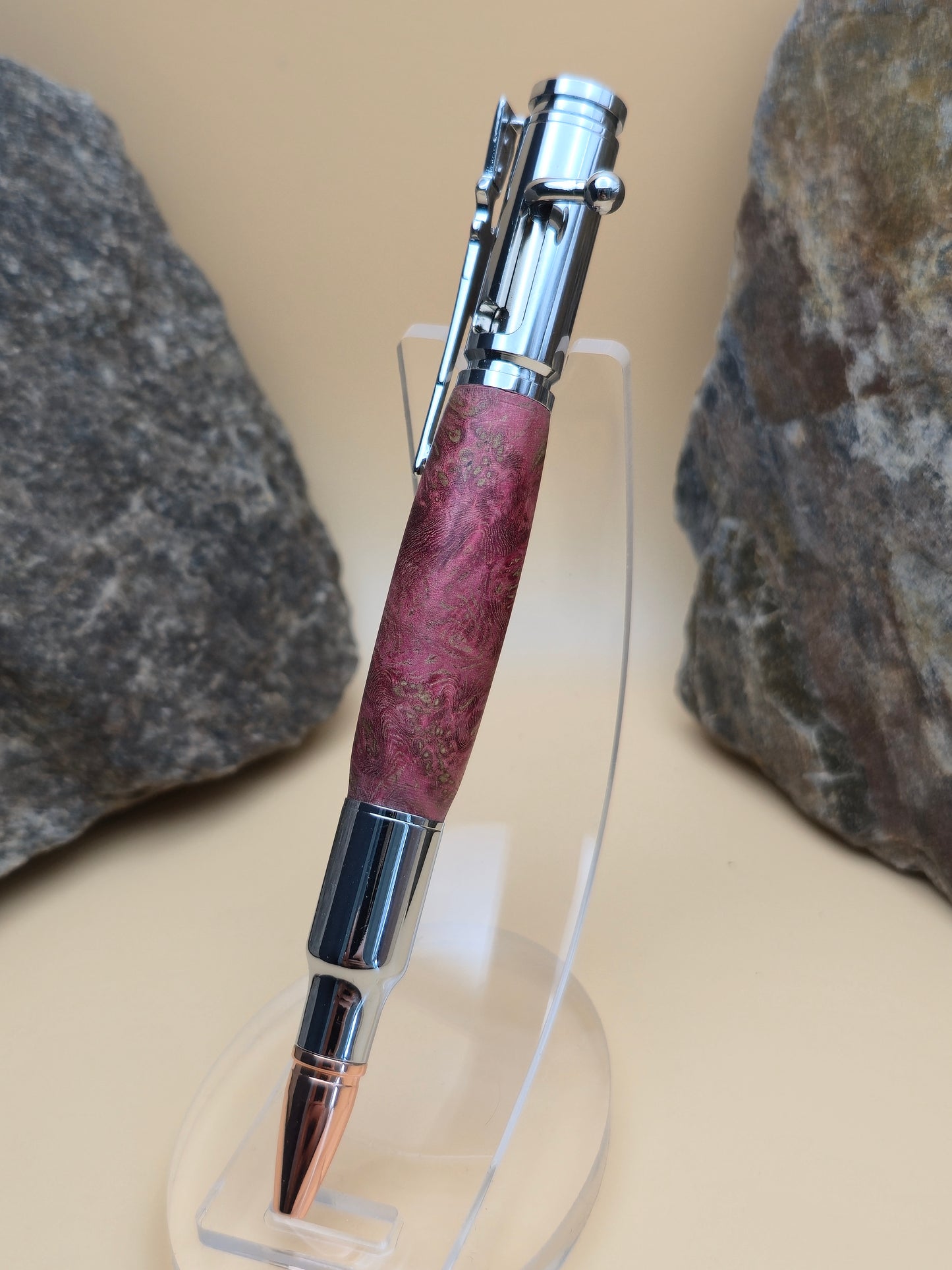 Pink Dyed Box Elder Burl