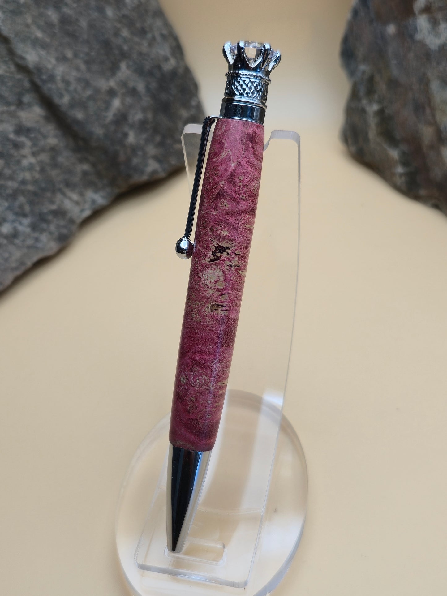 Pink dyed Maple burl