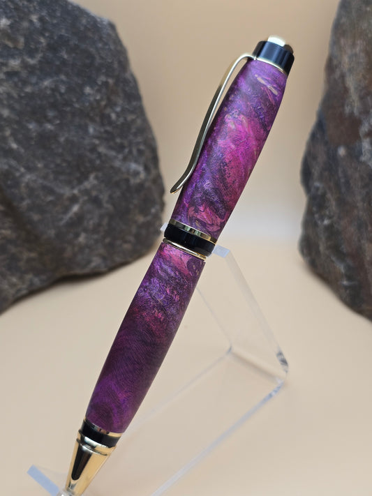 Pink Dyed Box Elder Burl Cigar Ballpoint