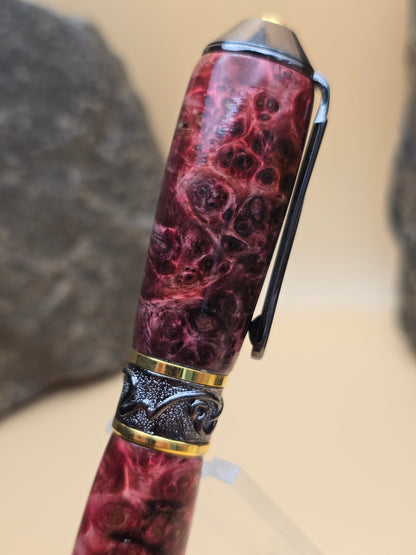 Pink Dyed Amboyna Burl Fountain Pen