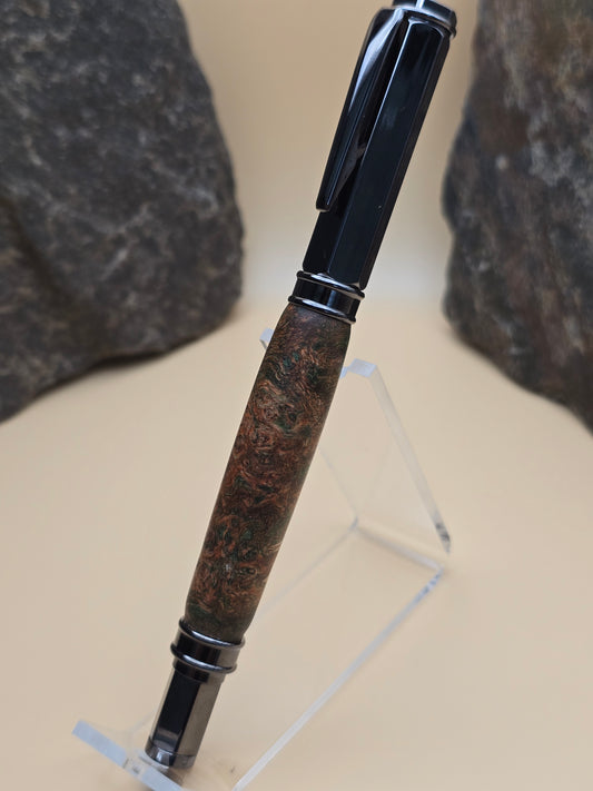 Dyed Box Elder Burl Magnetic Cap Rollerball Pen