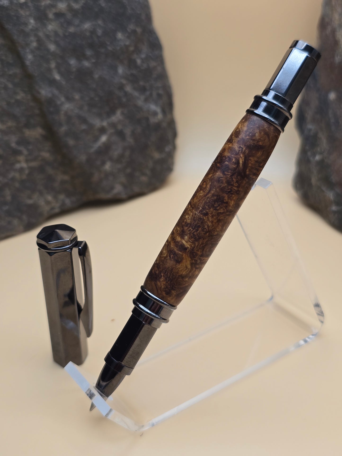 Rare Amboyna Burl Magnetic Cap Rollerball Pen