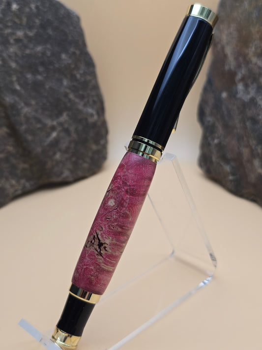 Pink Dyed Box Elder Burl Oxford Rollerball
