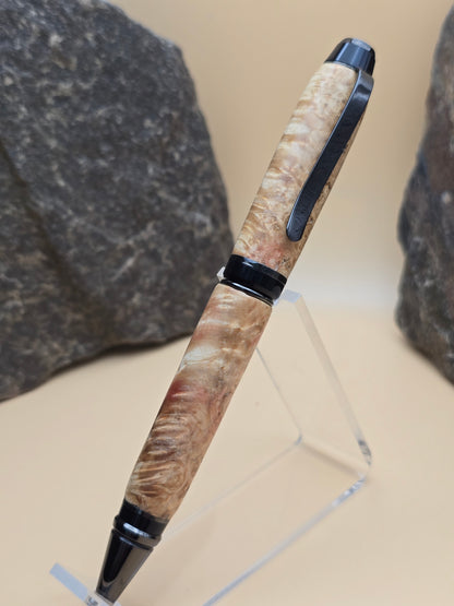 Flaming Box Elder Burl Cigar Ballpoint Pen