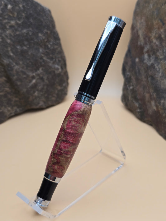 Pink Dyed Box Elder Burl Oxford Rollerball