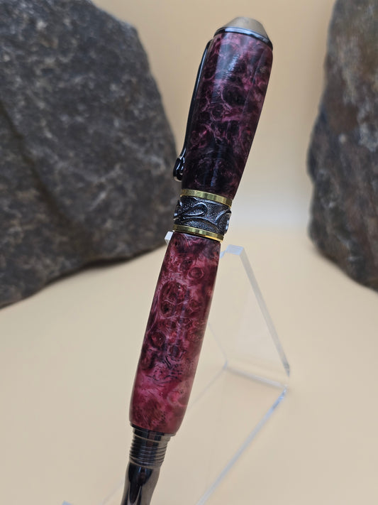 Pink Dyed Amboyna Burl Fountain Pen