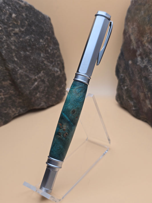 Dyed Box Elder Burl Magnetic Cap Rollerball