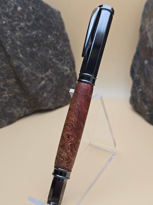 Dyed Box Elder Burl Magnetic Cap Rollerball Pen