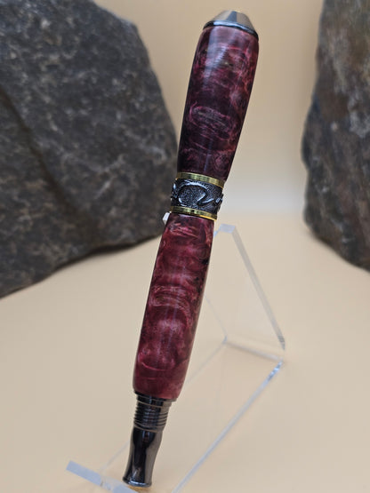 Pink Dyed Amboyna Burl Fountain Pen