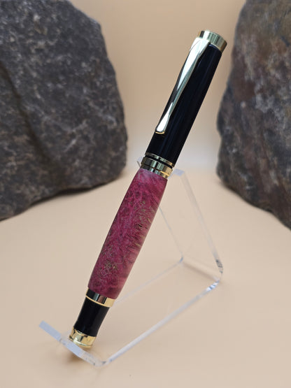 Pink Dyed Box Elder Burl Oxford Rollerball